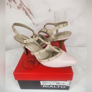EUC Rialto Mariella Blush/ Lt Tan Studded Heels
